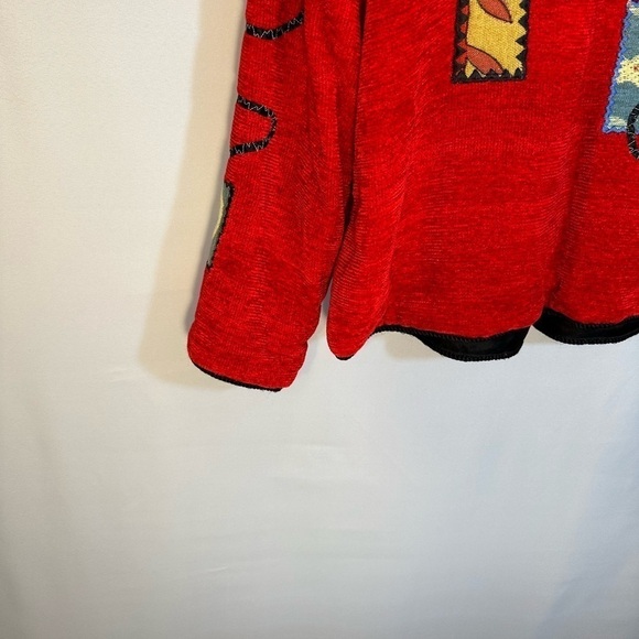 Indigo Vintage Front Button Long Sleeve Blazer Jacket Patchwork Wearable Art S - Picture 8 of 9